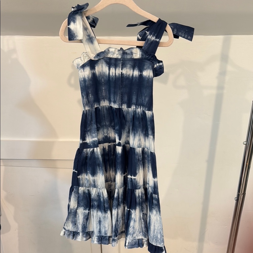 Ulla Johnson Navy and White Tie-Dye Kids Dress